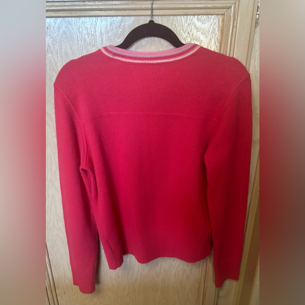 Tommy Hilfiger Womens Sweater Lambswool Angora Blend Sz L Pink Preppy Collegial - Picture 2 of 16
